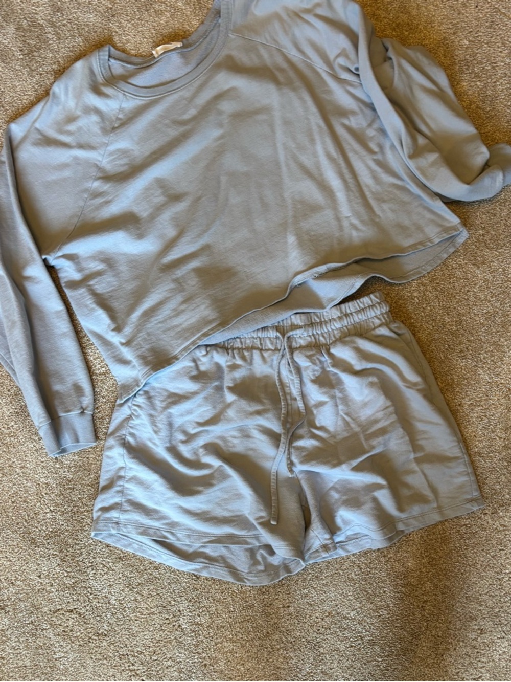 Light Blue Cozy Lounge Set - Cropped Sweatshirt & Shorts